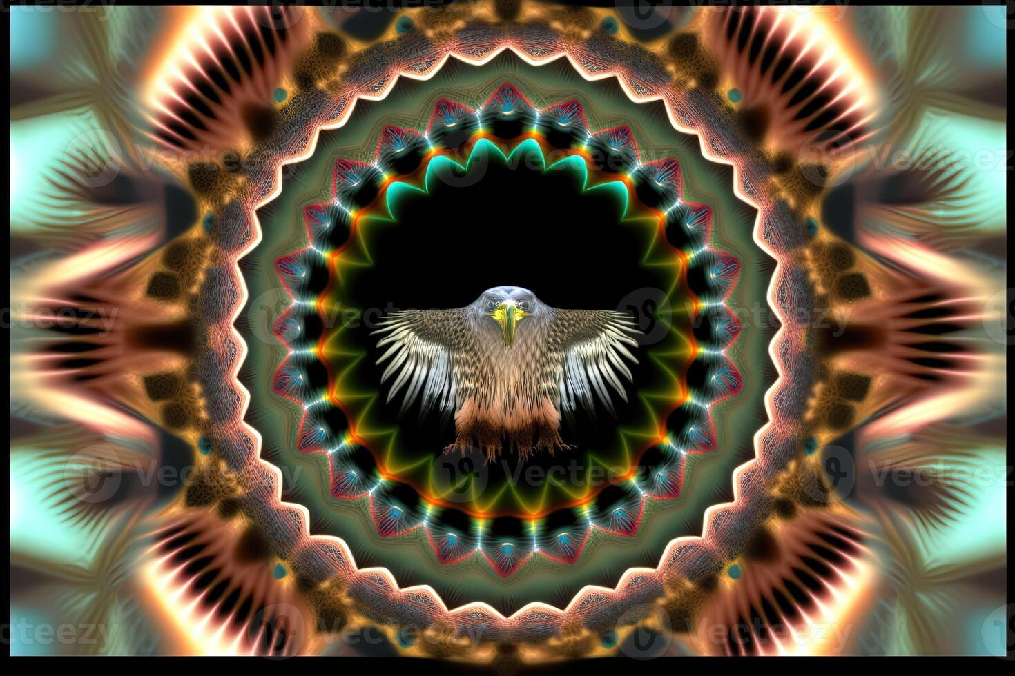 aquila animale mandala frattale illustrazione generativo ai foto