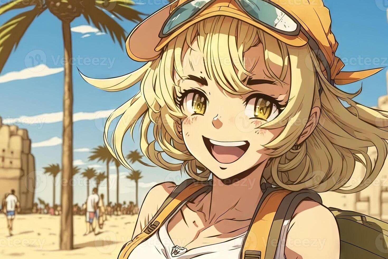 bellissimo anime manga ragazza nel dubai illustrazione generativo ai foto