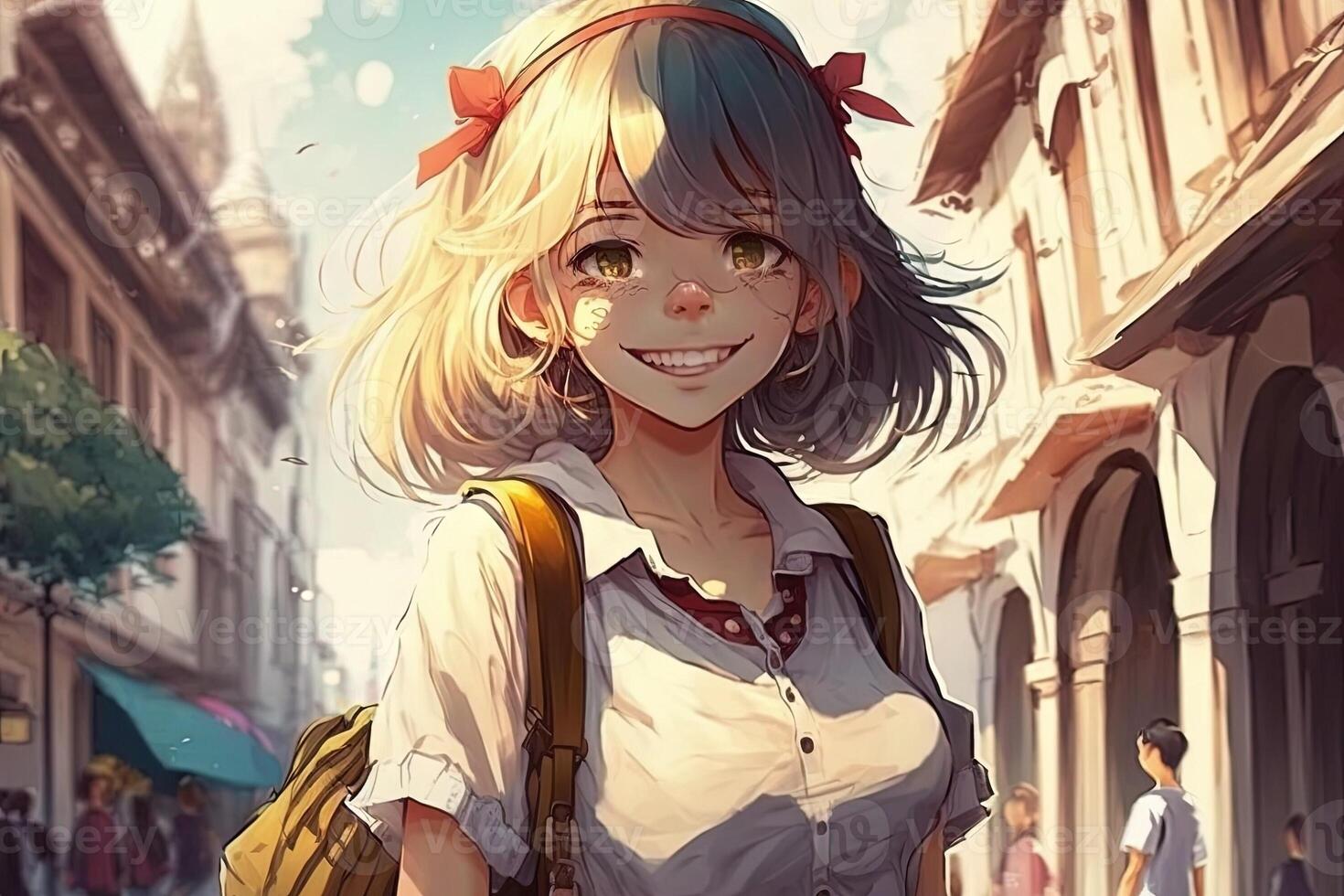 bellissimo anime manga ragazza nel Kuala Lumpur illustrazione generativo ai foto