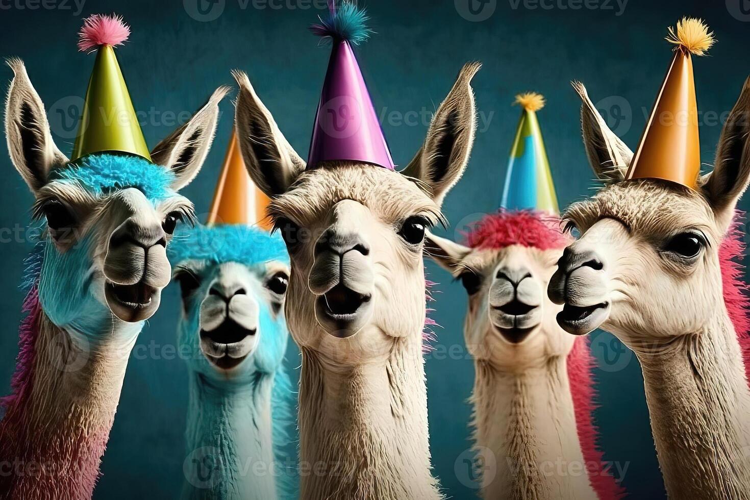 gruppo di llamas vestito su nel discoteca Abiti, danza sotto un' luccicante discoteca palla illustrazione generativo ai foto