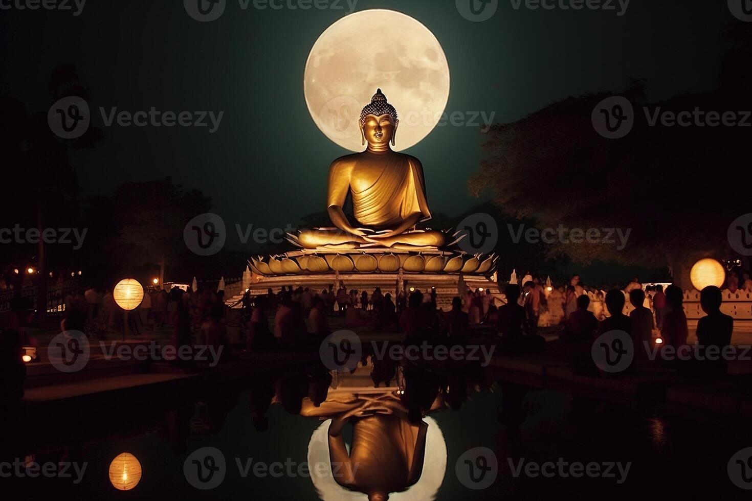 Vesak pieno Luna astratto illustrazione generativo ai foto