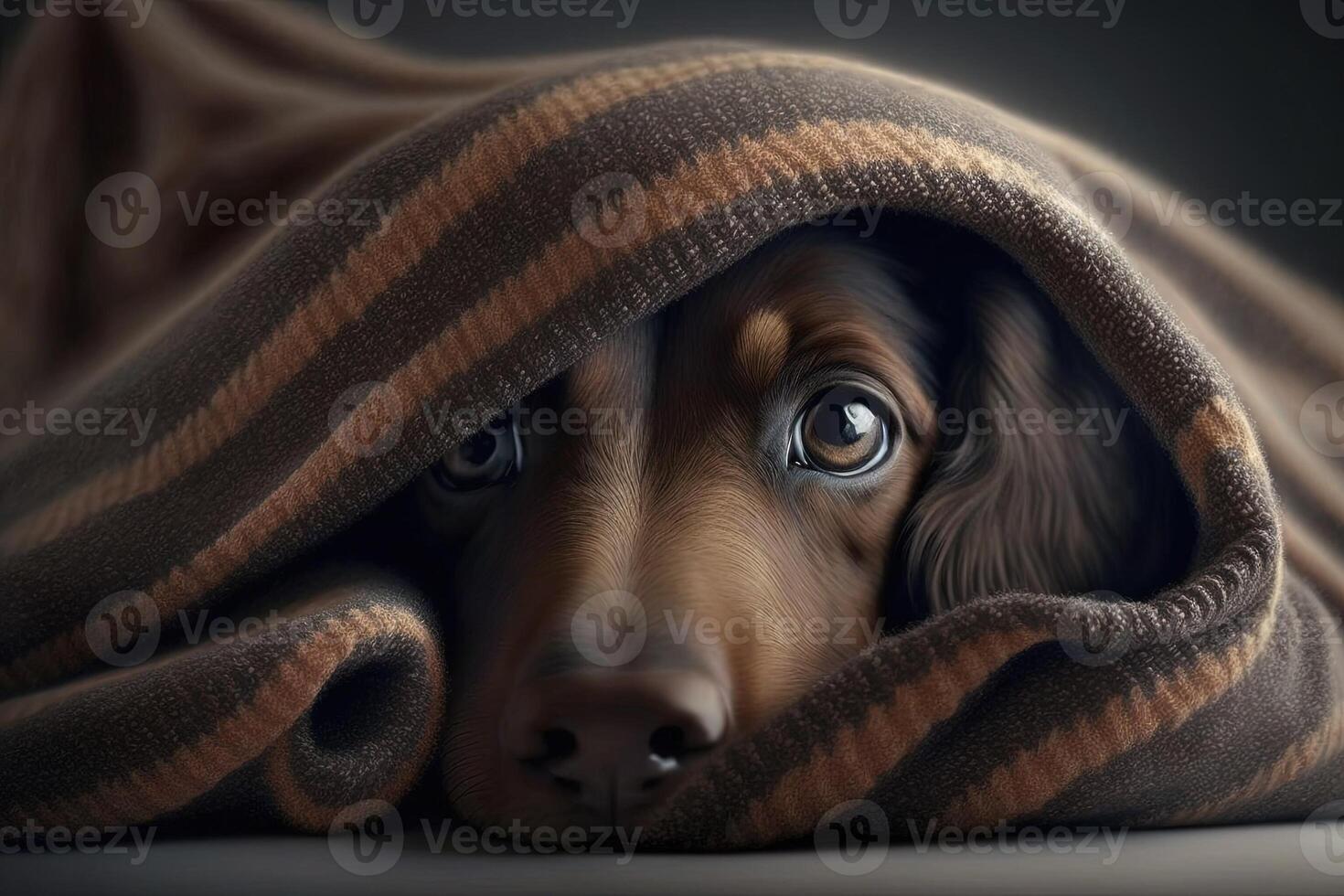 cane naso emergente a partire dal coperta illustrazione generativo ai foto