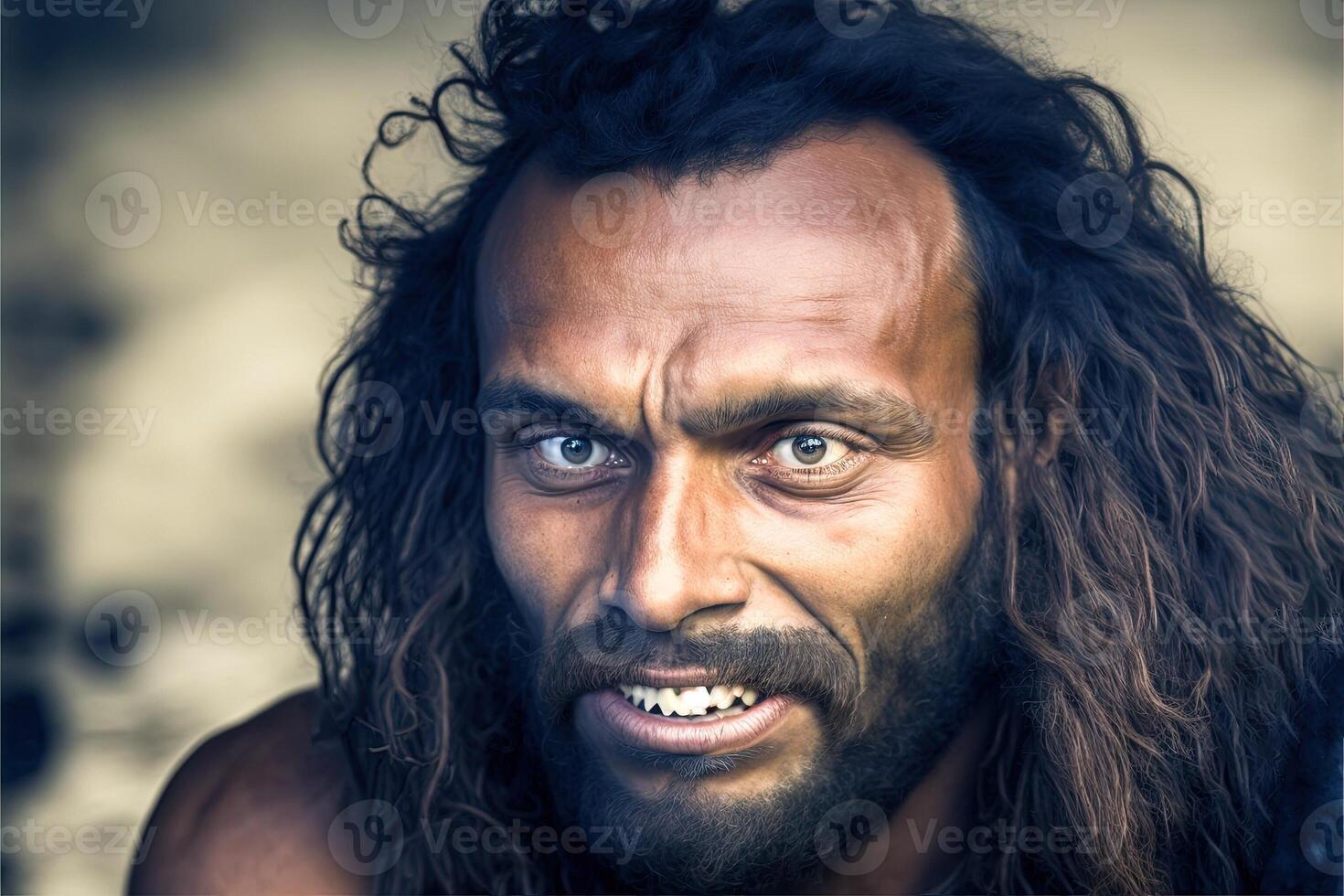uomo delle caverne preistorico neandertaliano uomo illustrazione generativo ai foto