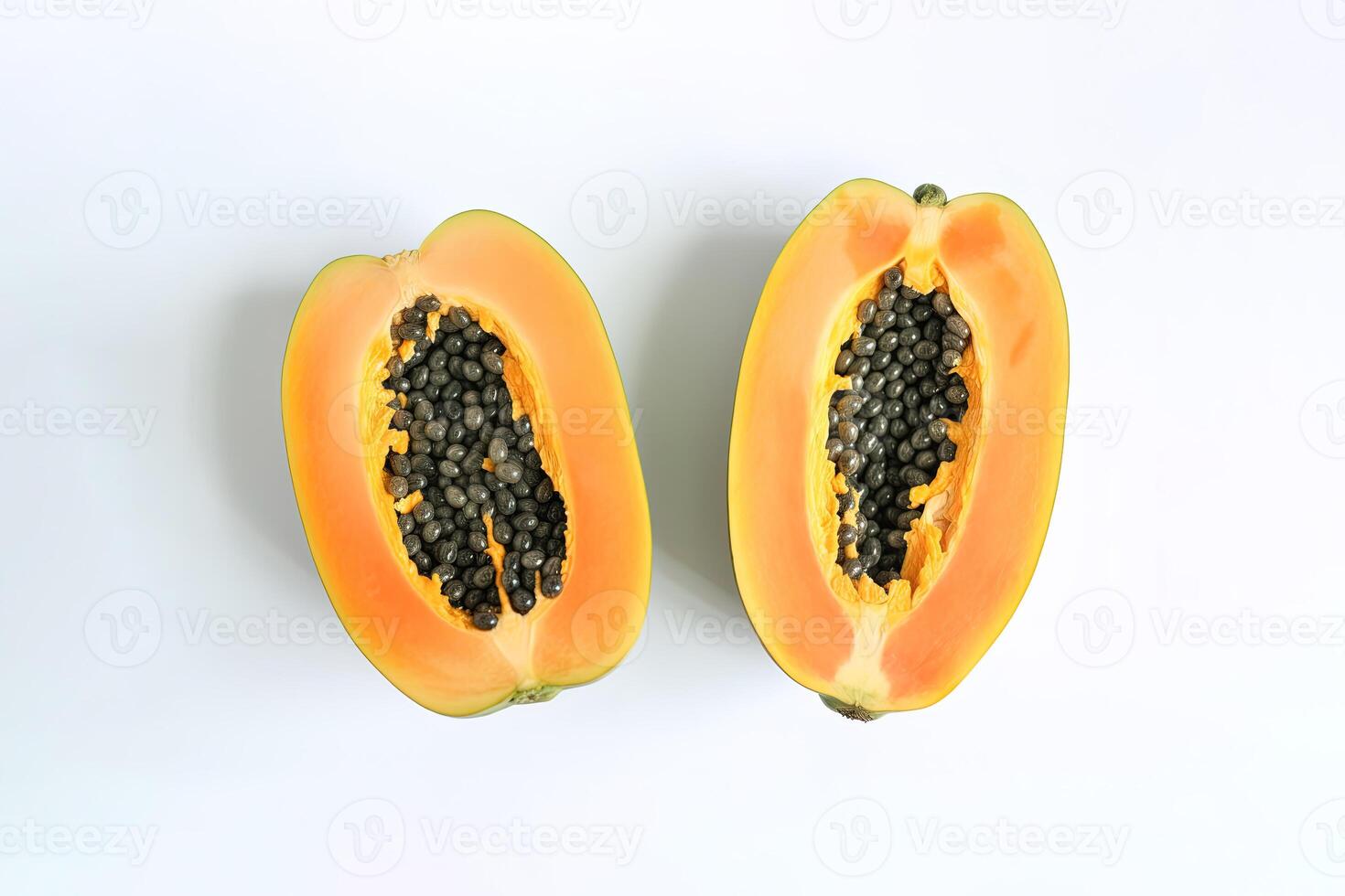 superiore Visualizza fresco affettato papaia frutta isolato su bianca sfondo. ai generato foto