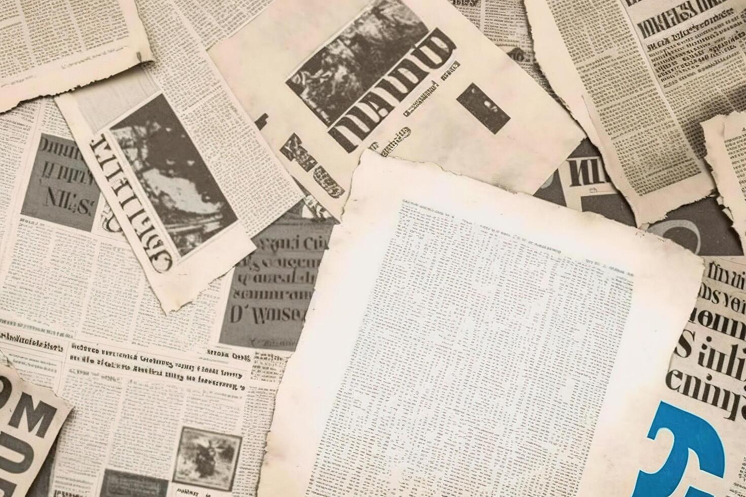 un vecchio Vintage ▾ giornale pezzi sfondo. ai generato foto