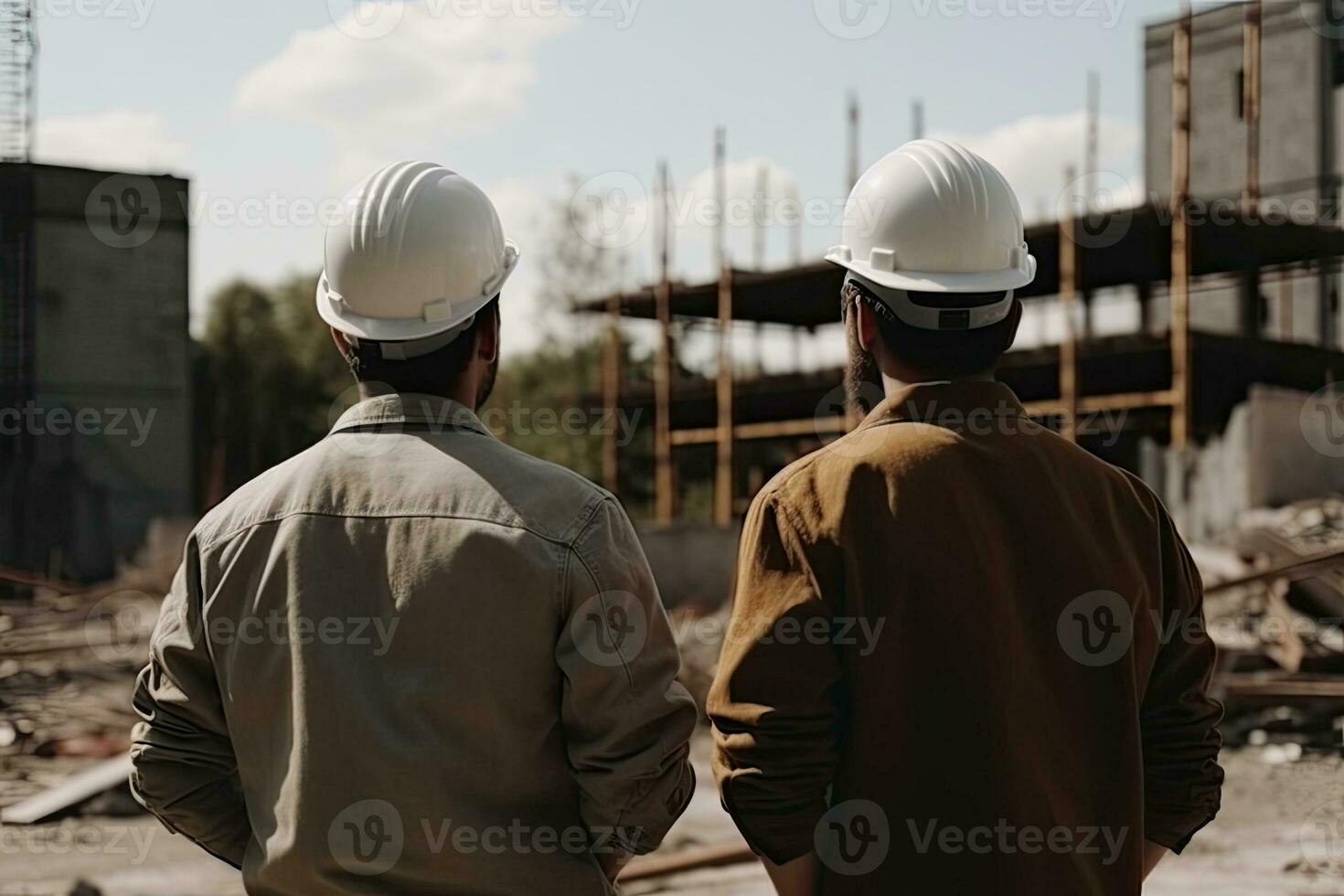 ingegnere e architetto a il costruzione luogo. ingegneria e architettura concetto. foto