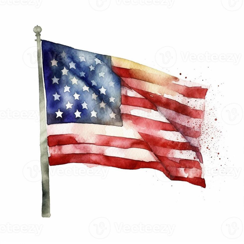 un' acquerello pittura di unito stati di America sfondo per memoriale giorno, veterani giorno, indipendenza giorno, 4 ° di luglio. ai generativo foto