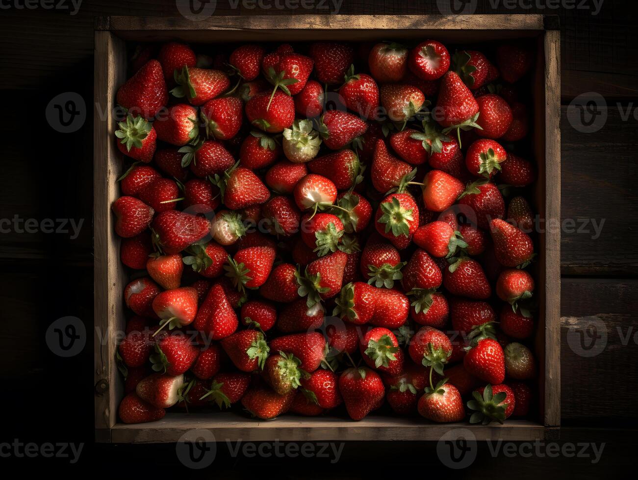 fragole nel di legno contenitori, raccogliere centinaia di fragole. sfondi. generativo ai foto