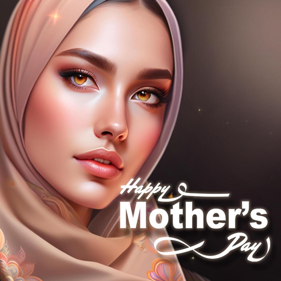 bellissimo donne indossare hijab saluto contento La madre di giorno generativo ai di lessica.art foto