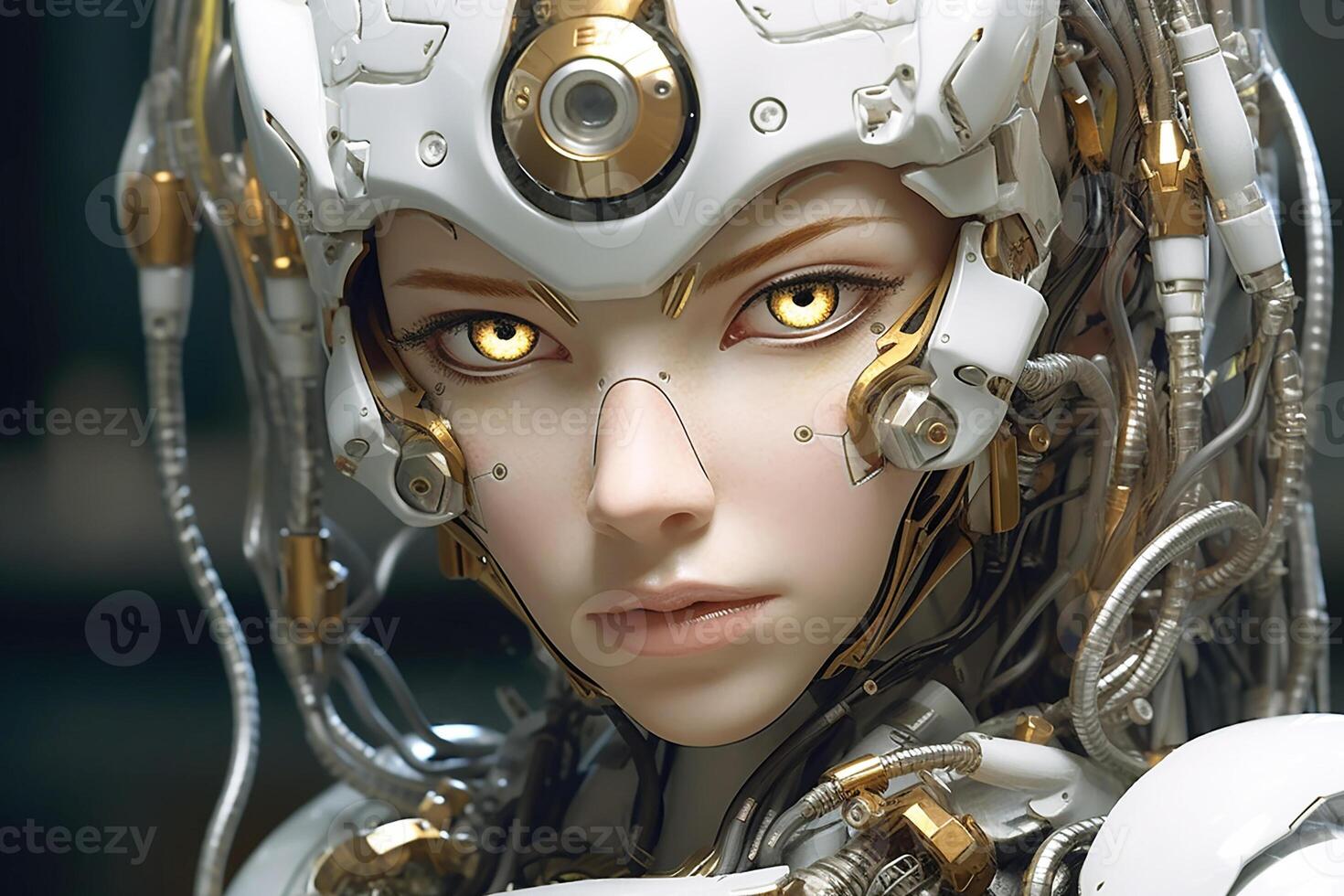 informatica donna, robot ragazza, cyborg donna ritratto, avvicinamento. generativo ai foto