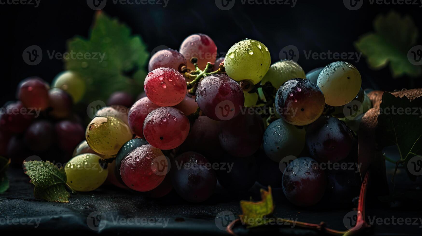 bellissimo biologico sfondo di appena succoso uva grappolo. creato di generativo ai tecnologia. foto