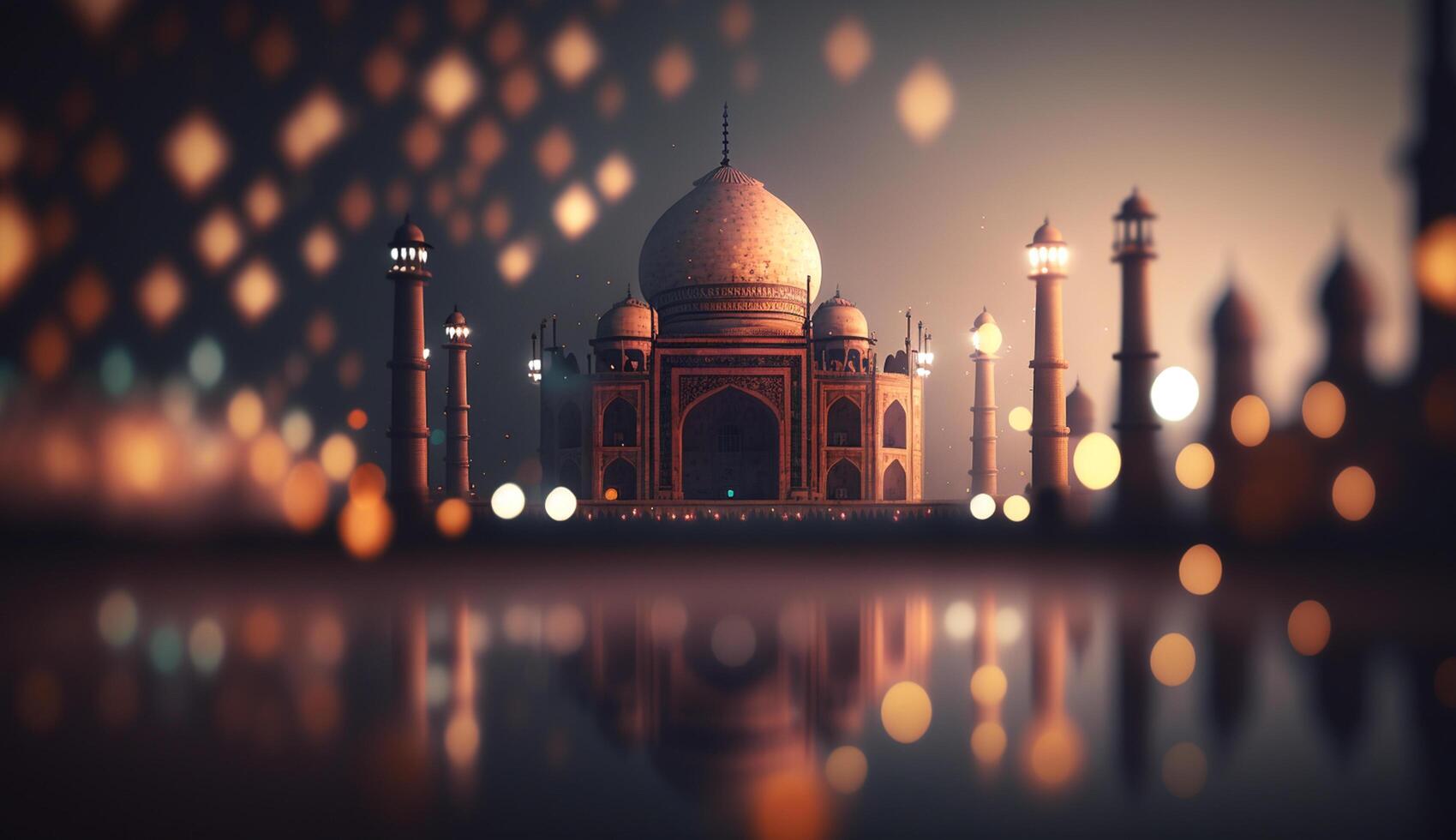 taj Mahal mistico e magico fotografico composizione di dell'india iconico monumento ai generato foto