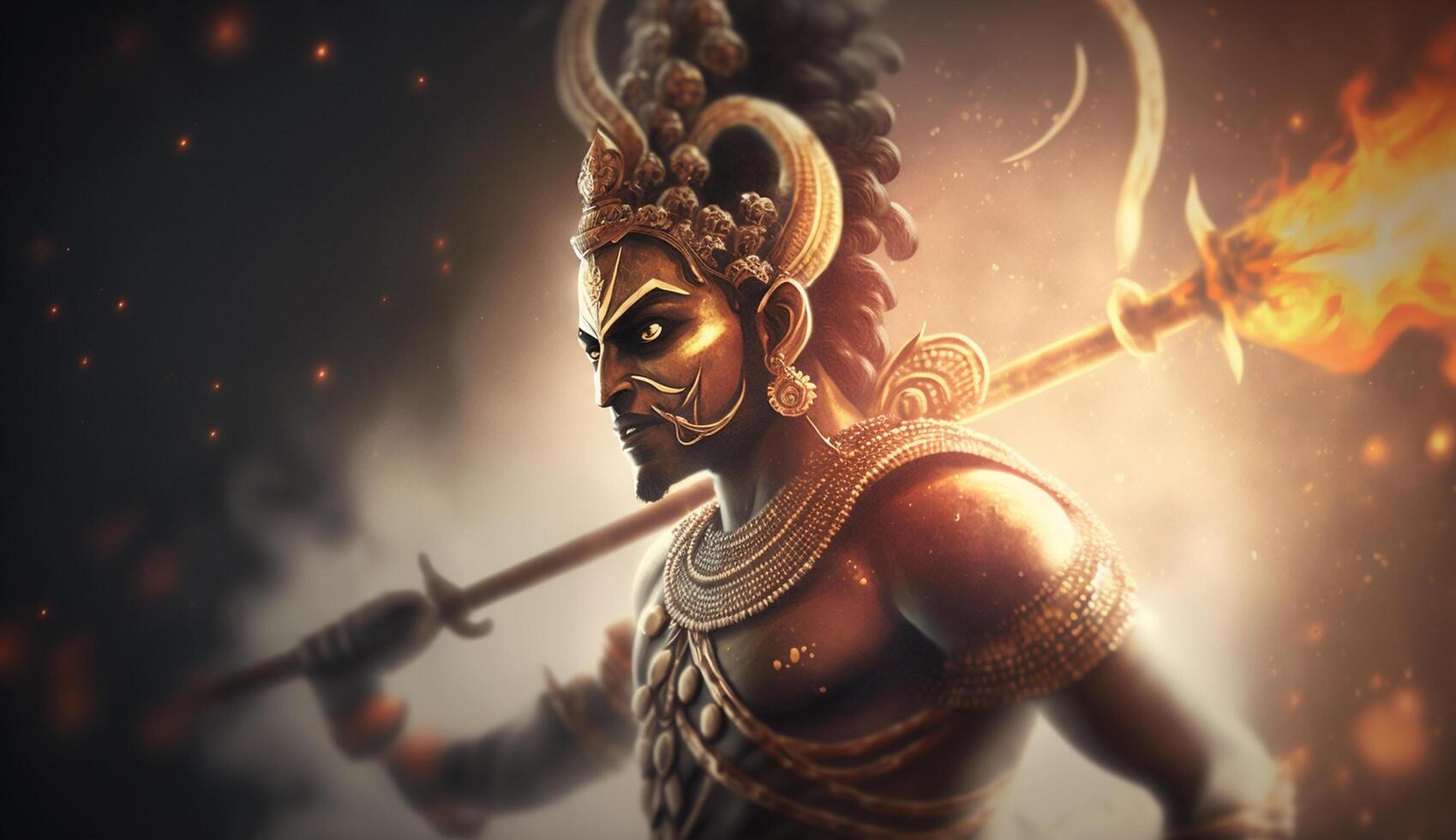 ritratto di rama, il eroe di il epico Ramayana ai generato foto
