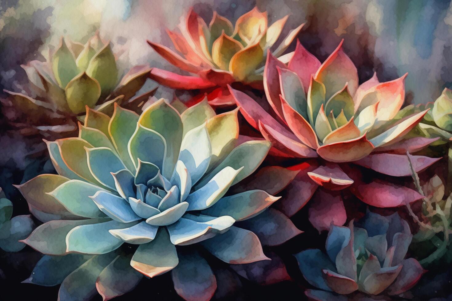 vivace succulento giardino un aquarelle pittura ai generato foto