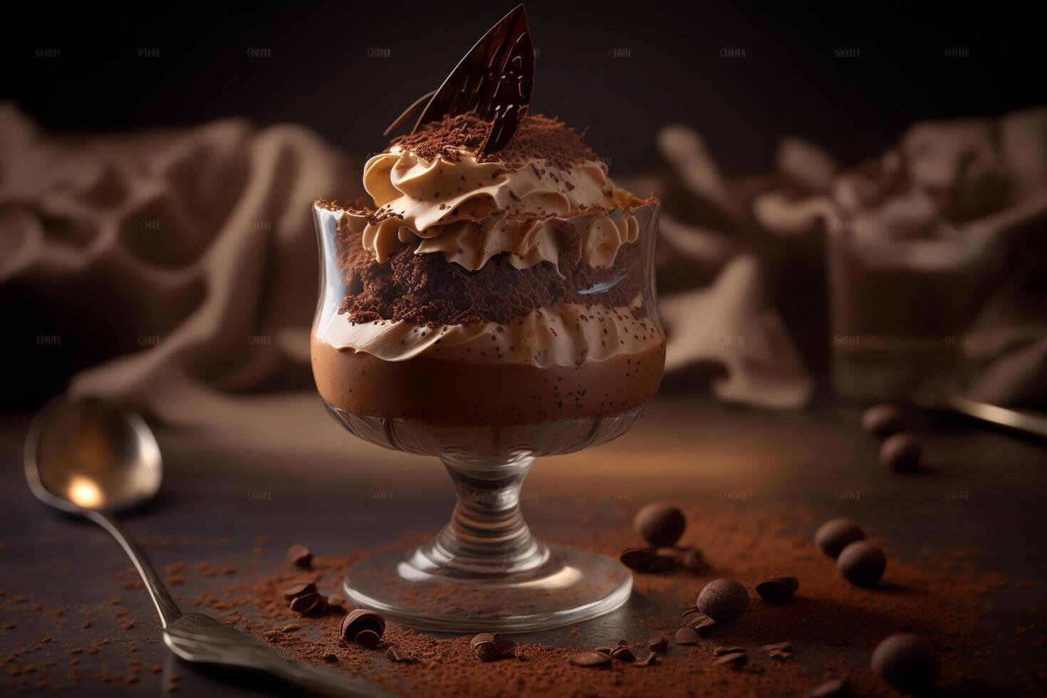 decadente avvicinamento di delizioso cioccolato mousse ai generato foto