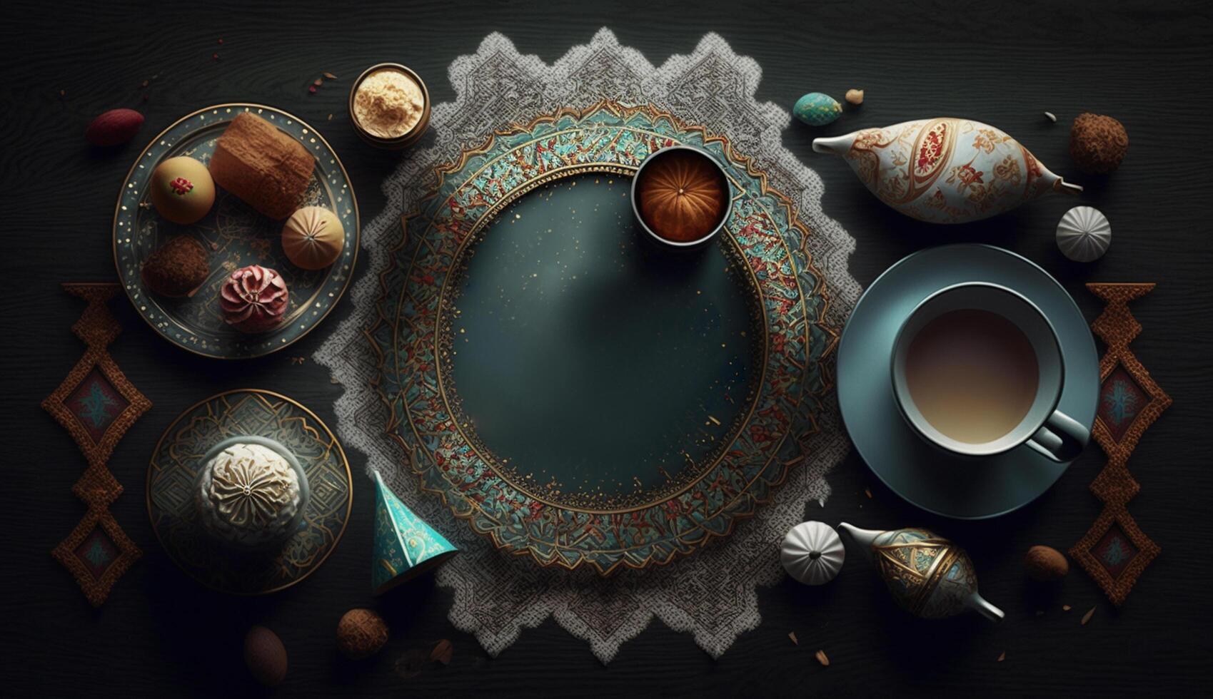 festeggiare il fine di Ramadan eid al Fitr feste nel il città ai generato foto