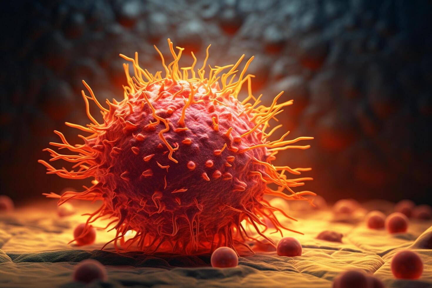 esplorando il complessità di cellulare vita un' ipnotizzante 3d illustrazione in mostra il microscopico mondo di cancro cellule ai generato foto