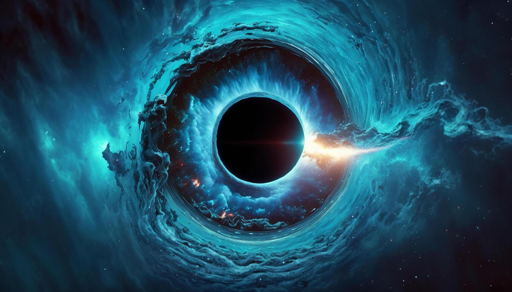 cosmico porta un' portale per un altro dimensione attraverso un' nero buco vortice ai generato foto