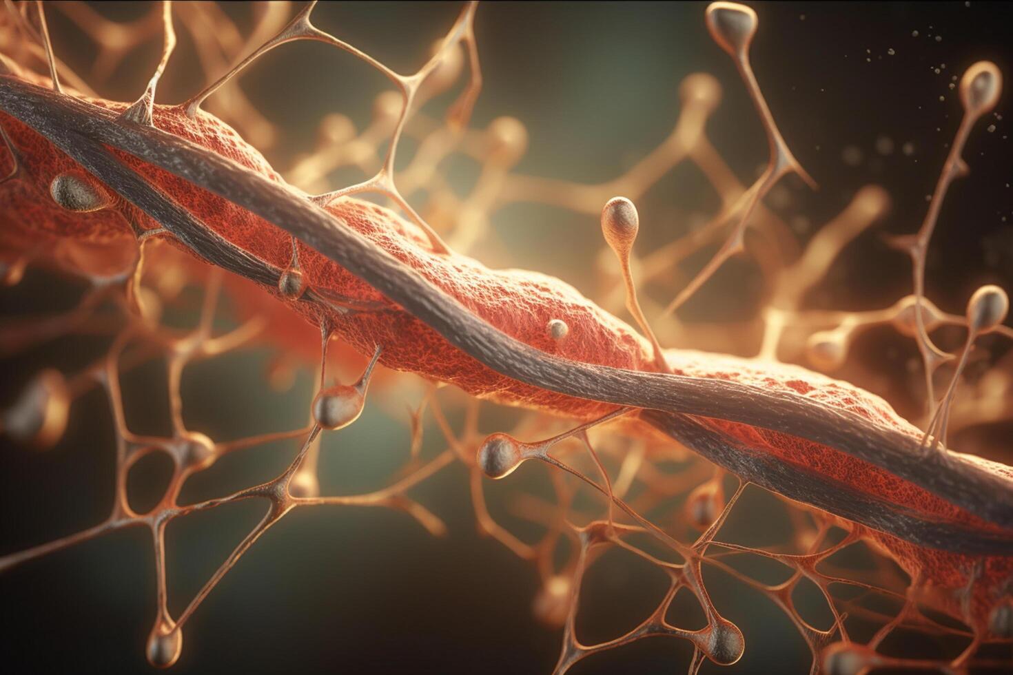 colorato astratto 3d illustrazione di muscolo fibra rilassamento a microscopico livello ai generato foto