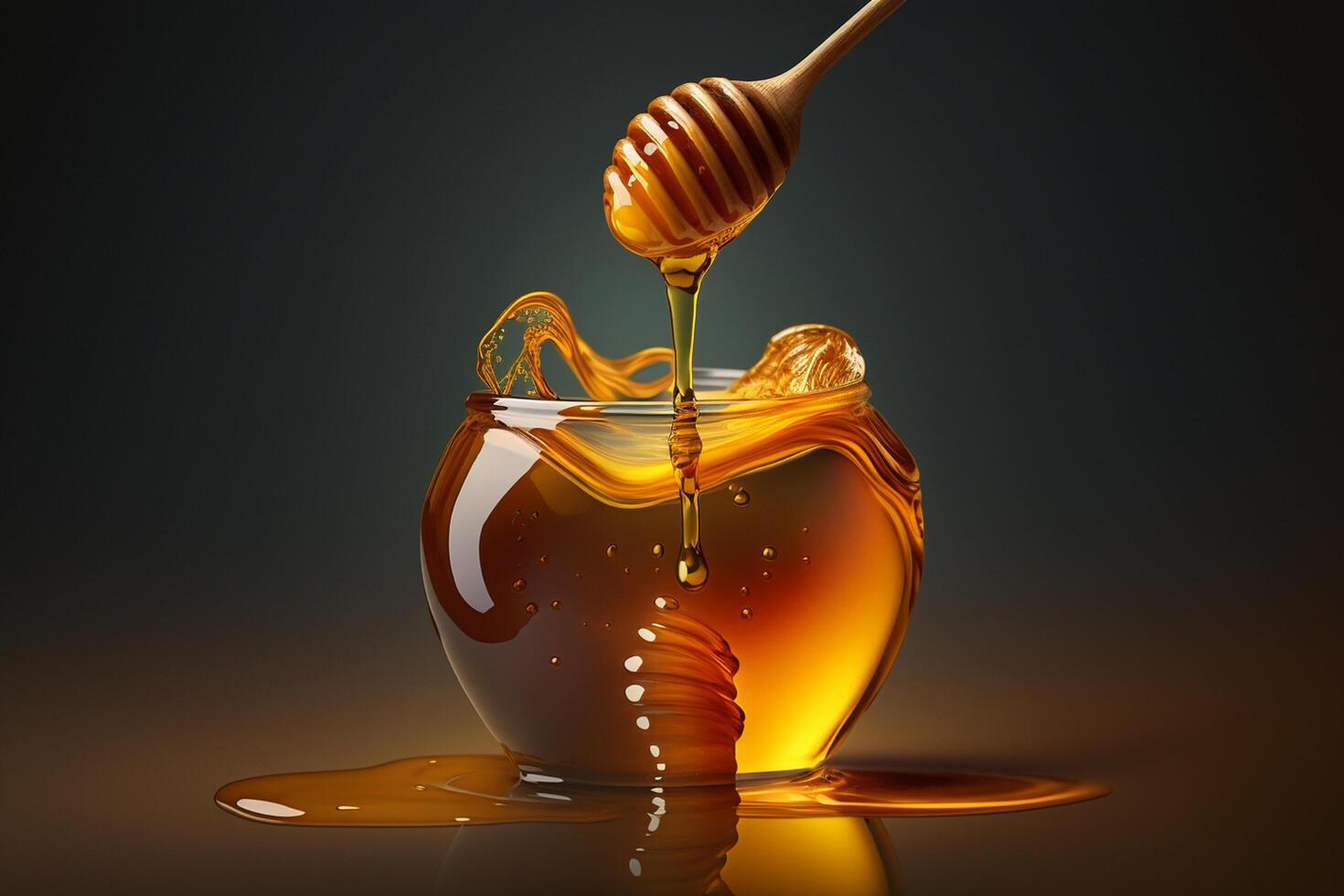 illustrazione miele mestolo con gocciolante miele avvicinamento apicoltore ai generato foto