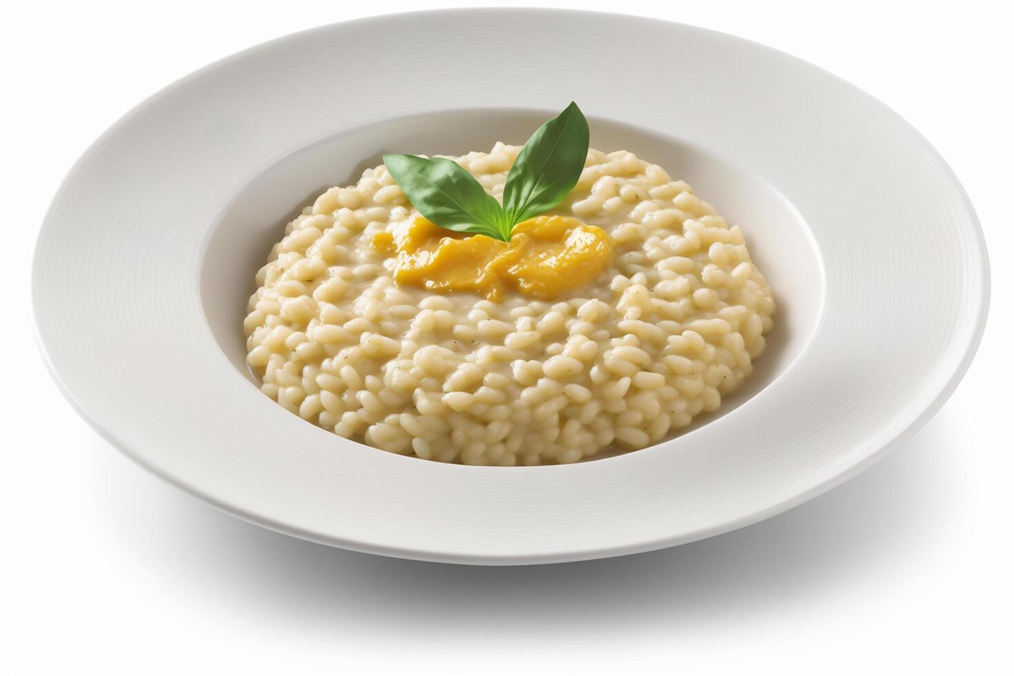 cremoso italiano arborio riso risotto isolato su bianca sfondo ai generato foto