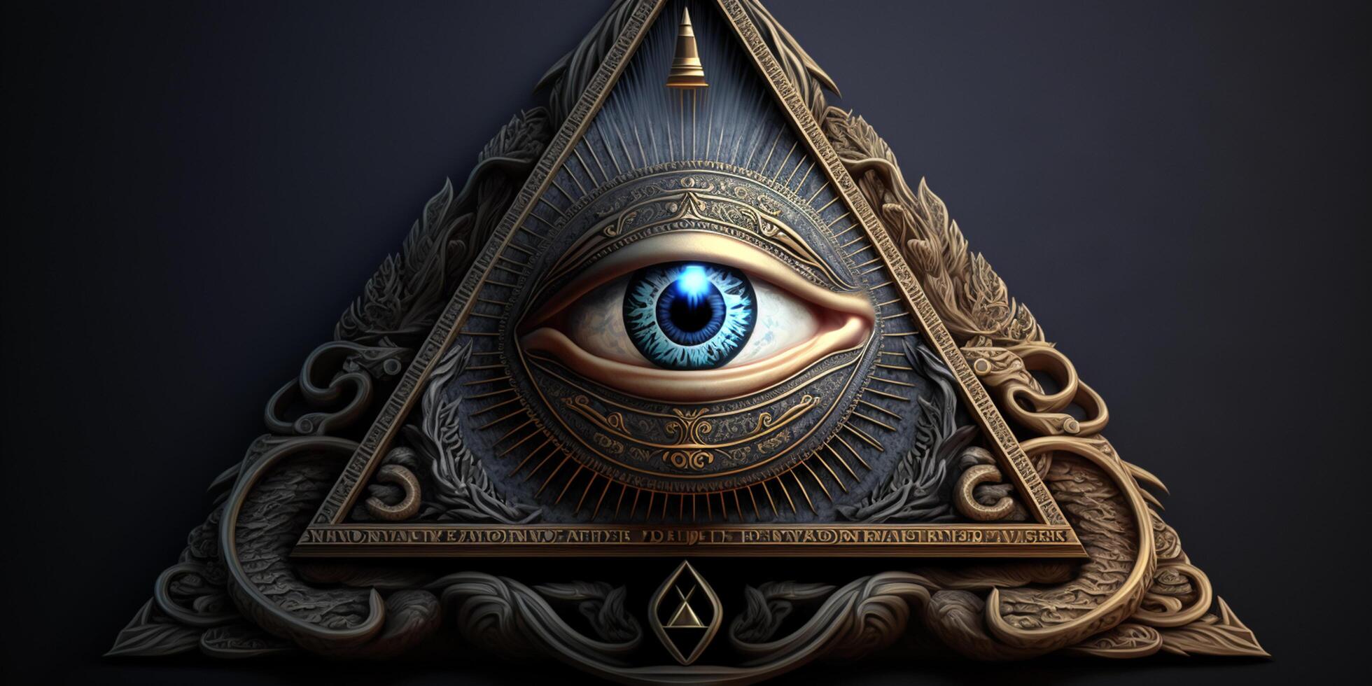 il onniveggente occhio di il illuminati nel un' triangolo, illustrato ai generato foto