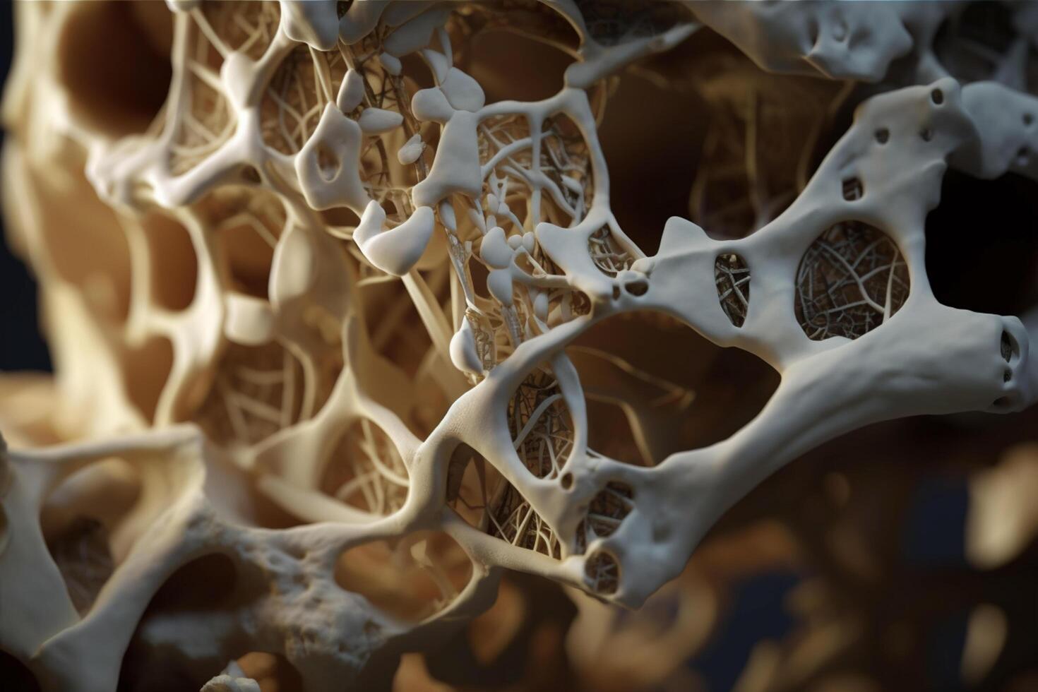 ingrandita Visualizza di osso struttura sotto il microscopio ai generato foto