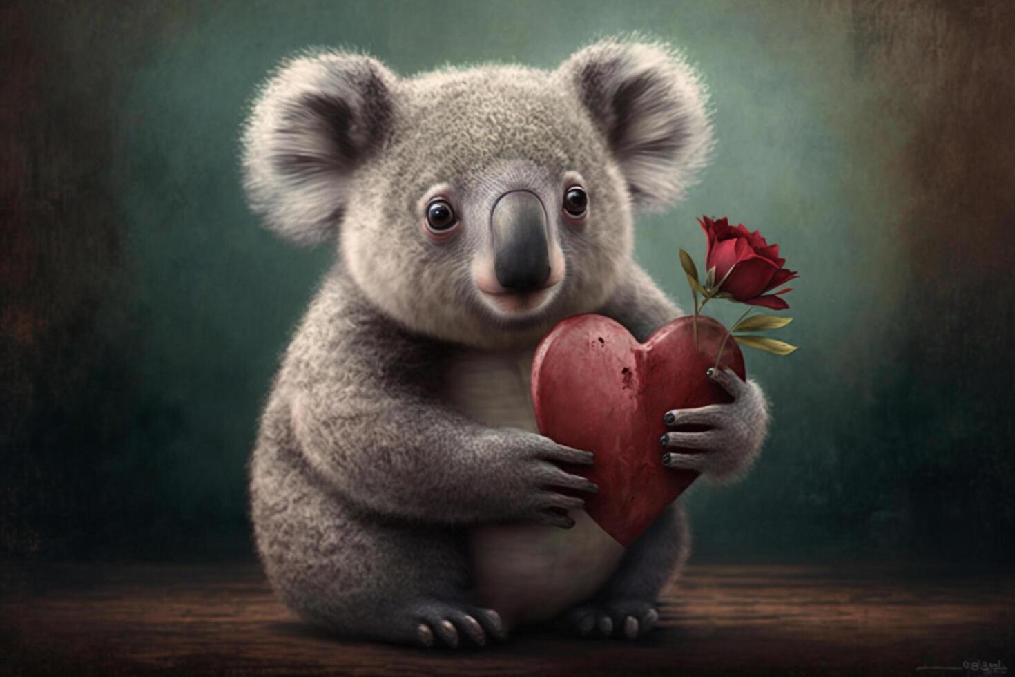 koala nel amore con cuore per San Valentino giorno, La madre di giorno o nozze anniversario ai generato soddisfare foto