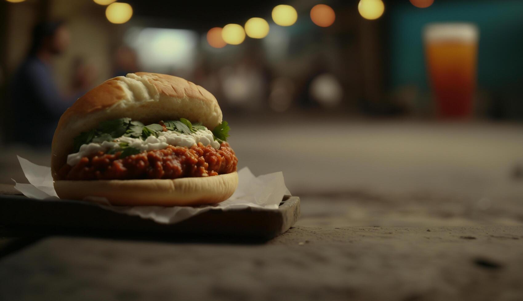 delizioso vada pav iconico indiano strada cibo ai generato foto