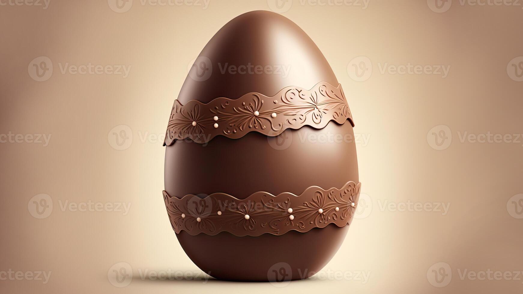 3d rendere di floreale cioccolato uovo contro d'oro sfondo e copia spazio. contento Pasqua concetto. foto