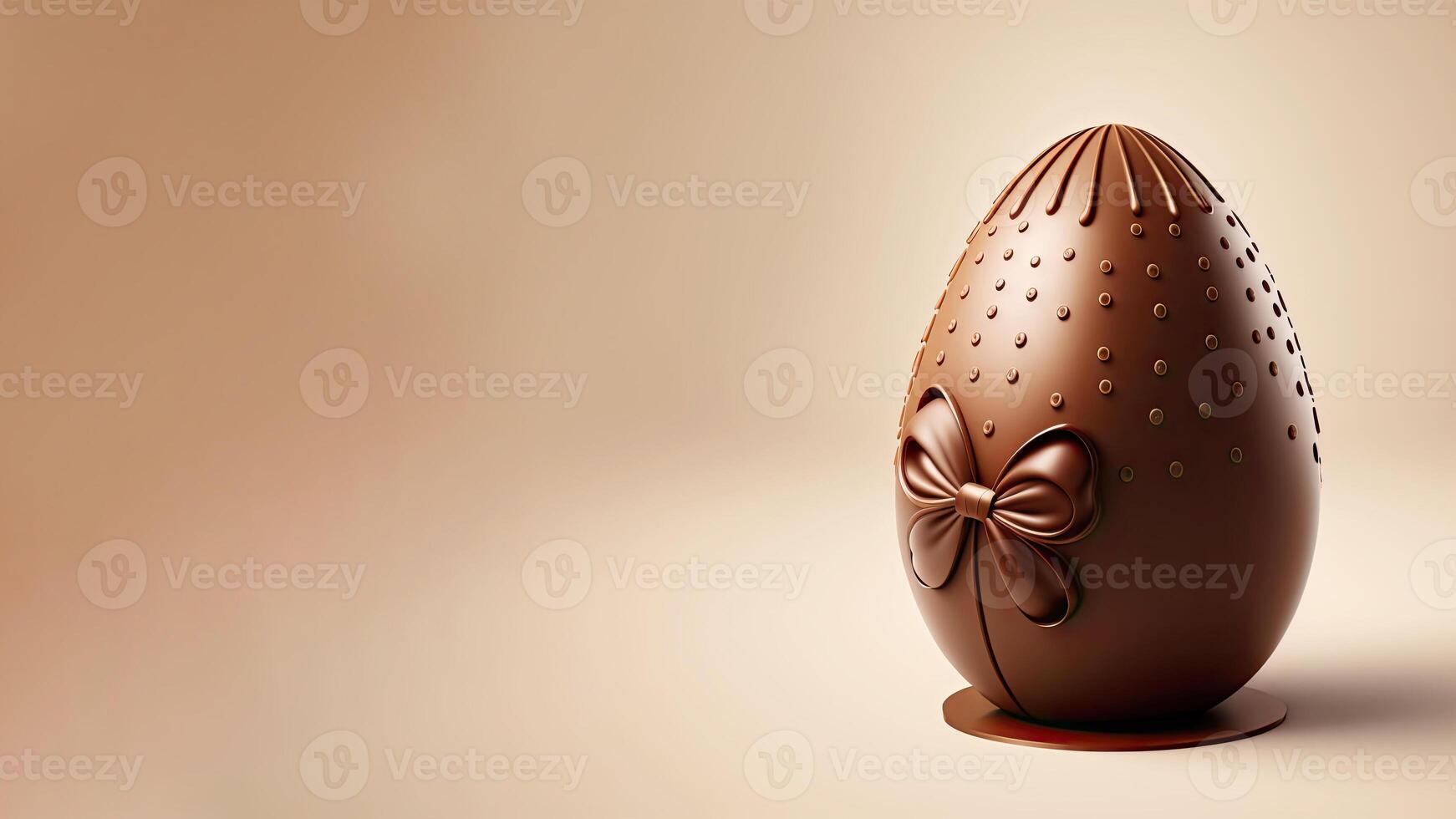 3d rendere di trifoglio foglia cioccolato uovo contro pastello d'oro sfondo e copia spazio. Pasqua concetto. foto