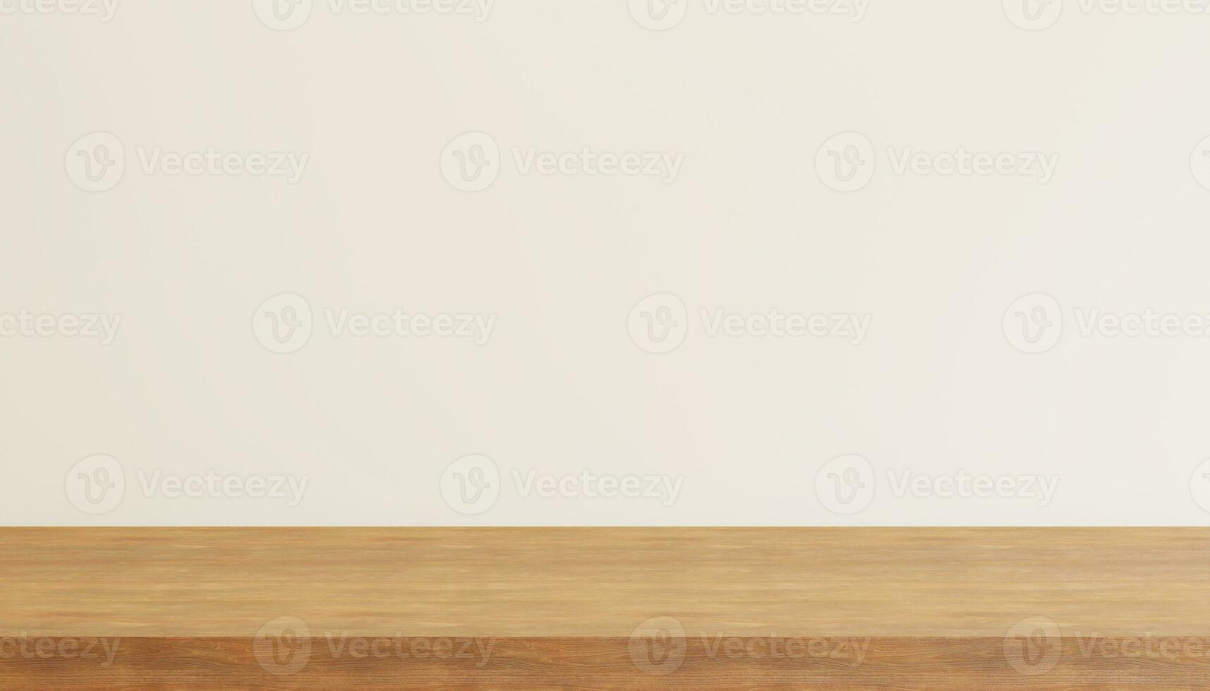 di legno tavolo isolato su bianca sfondo, bandiera per Prodotto Schermo. 3d interpretazione foto