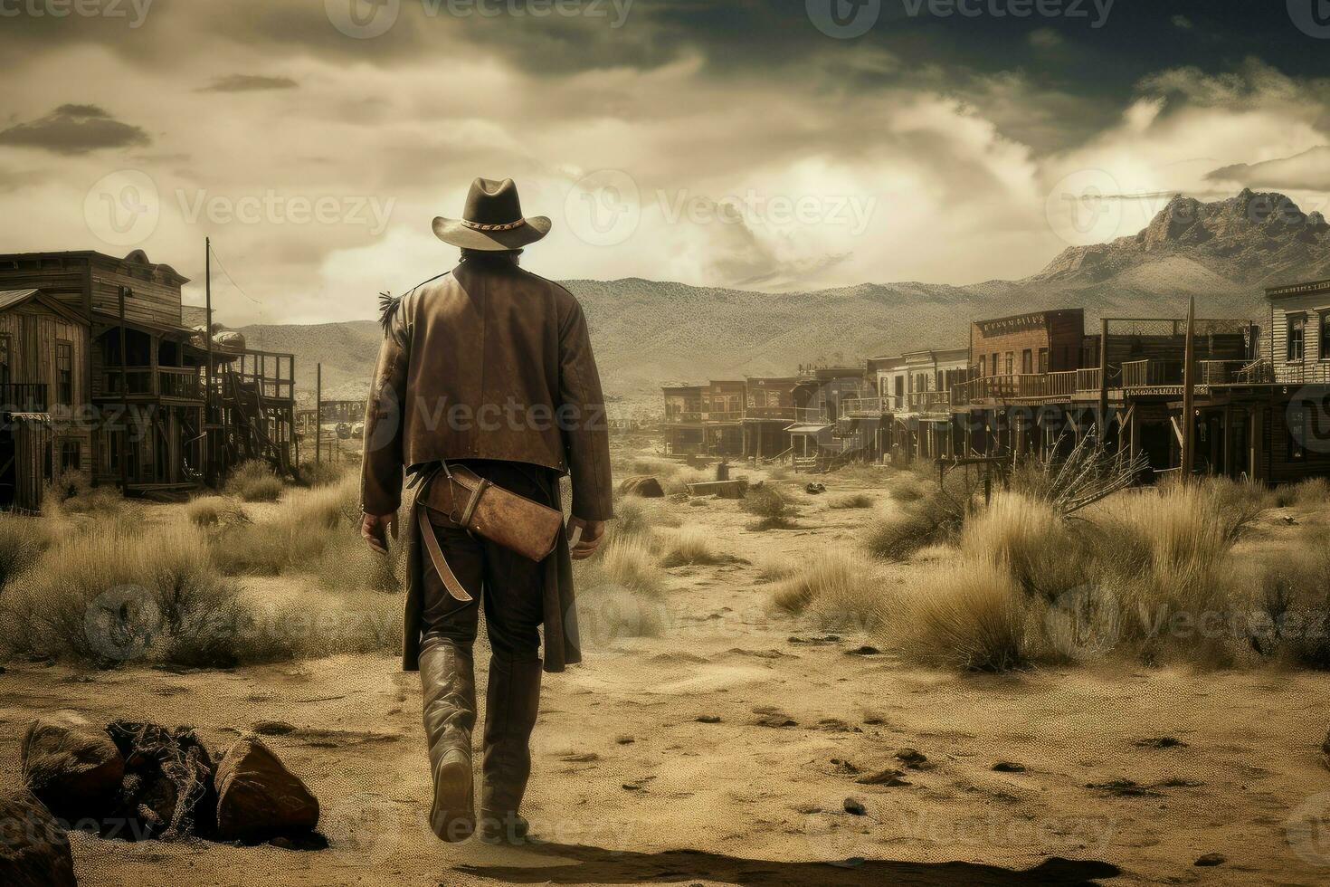 cowboy selvaggio ovest deserto. creare ai foto