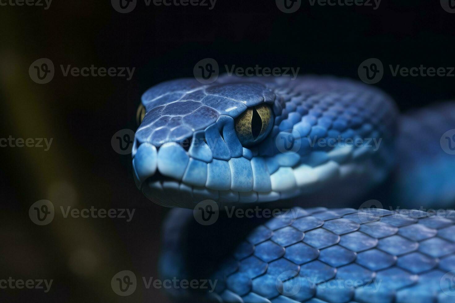 blu vipera serpente testa. creare ai foto