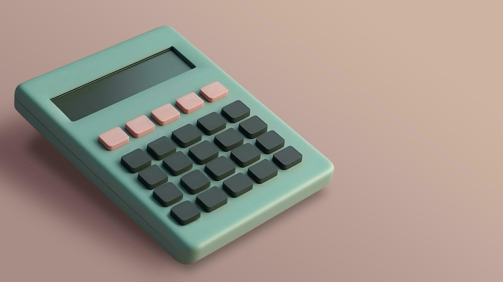 rosa calcolatrice con giallo pulsanti su un' blu sfondo. 3d interpretazione foto