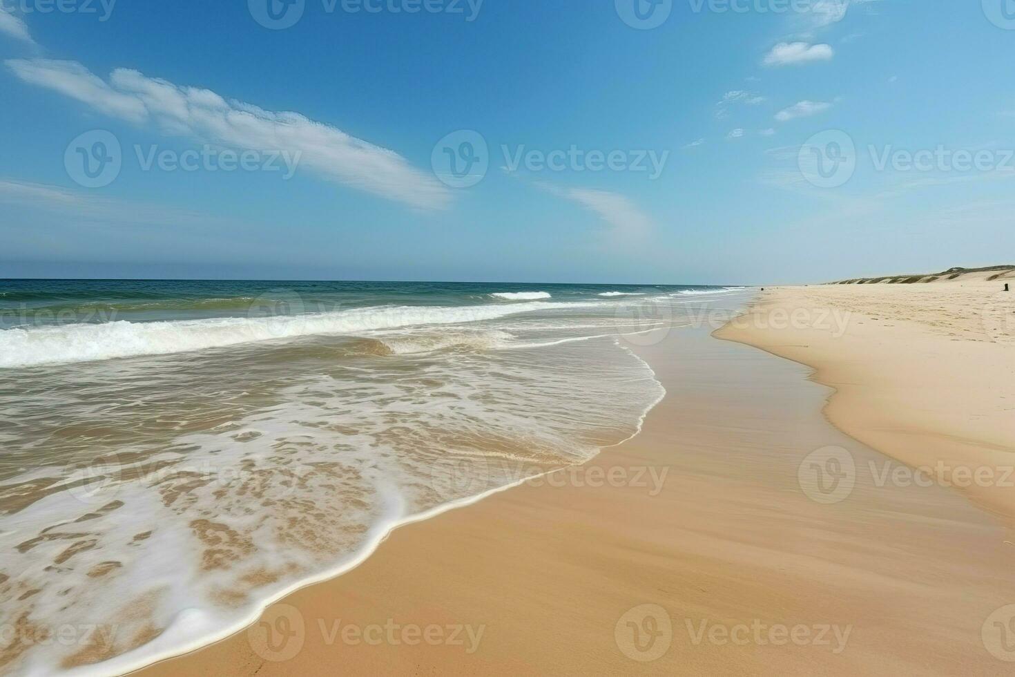 sabbioso spiaggia mare onda. creare ai foto