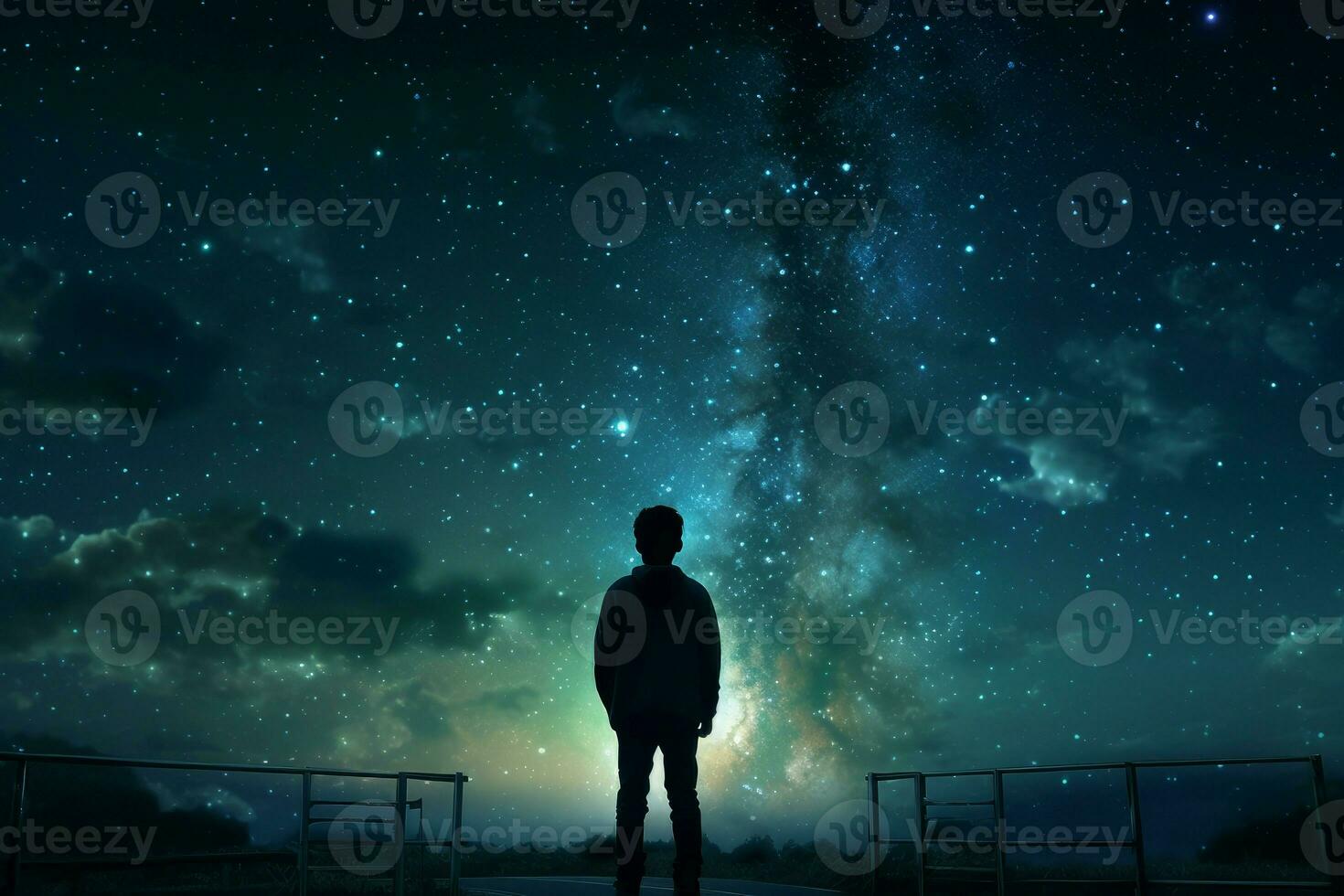 astronomo stellato verde cielo notte. creare ai foto