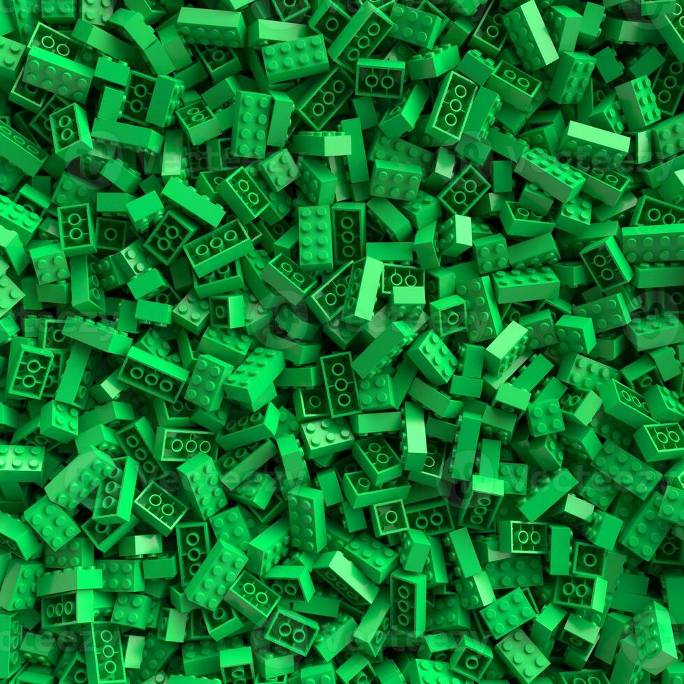 verde giocattolo mattoni sfondo. 3d resa. foto