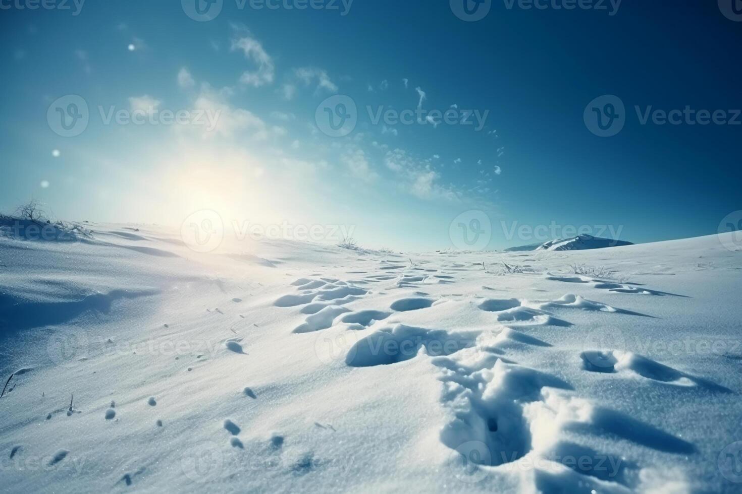 inverno neve sfondo con cumuli di neve, bellissimo leggero e caduta fiocchi di neve su blu cielo, alla deriva neve. ai generativo foto