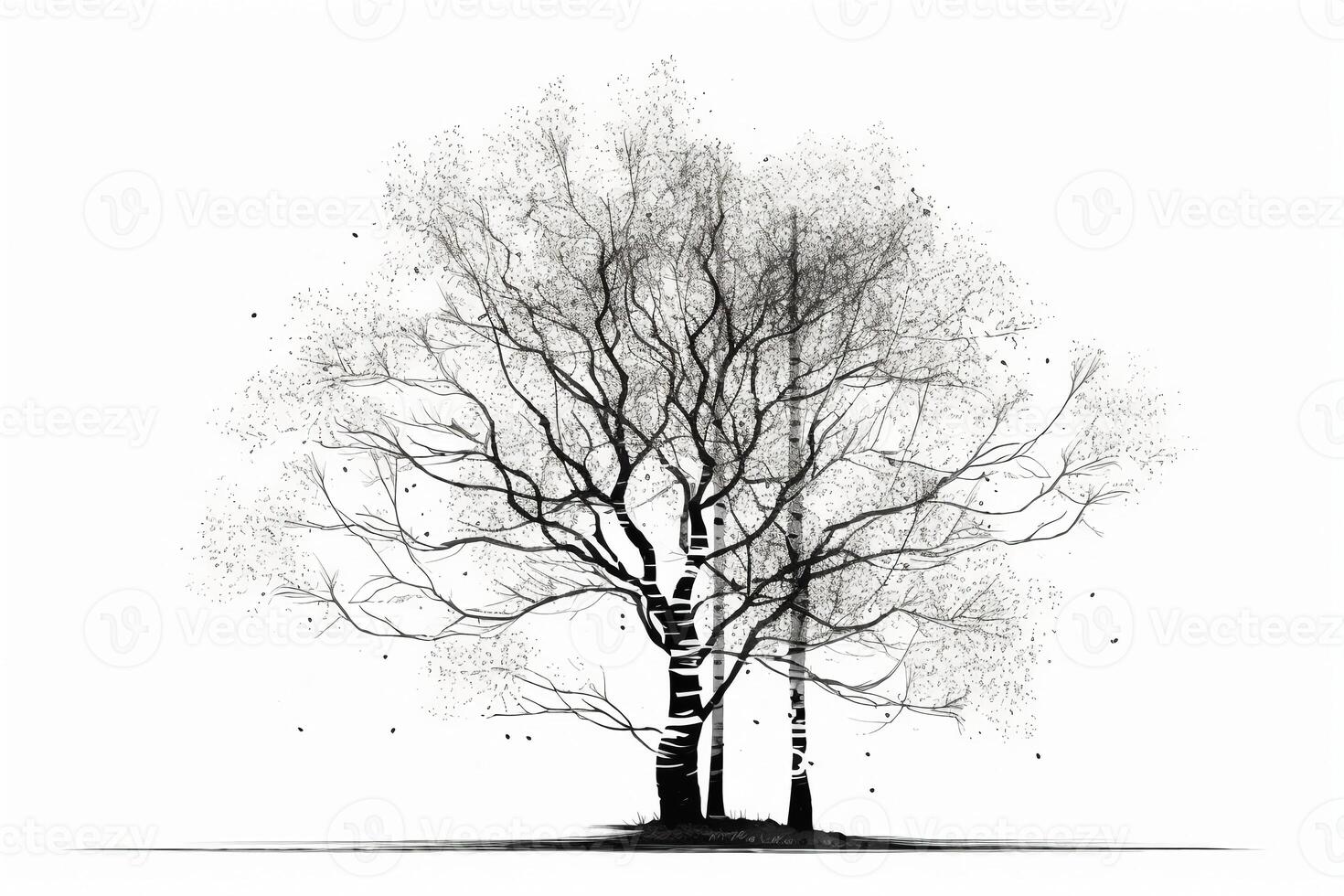 illustrazioneg di betulla albero senza le foglie. ai generativo foto