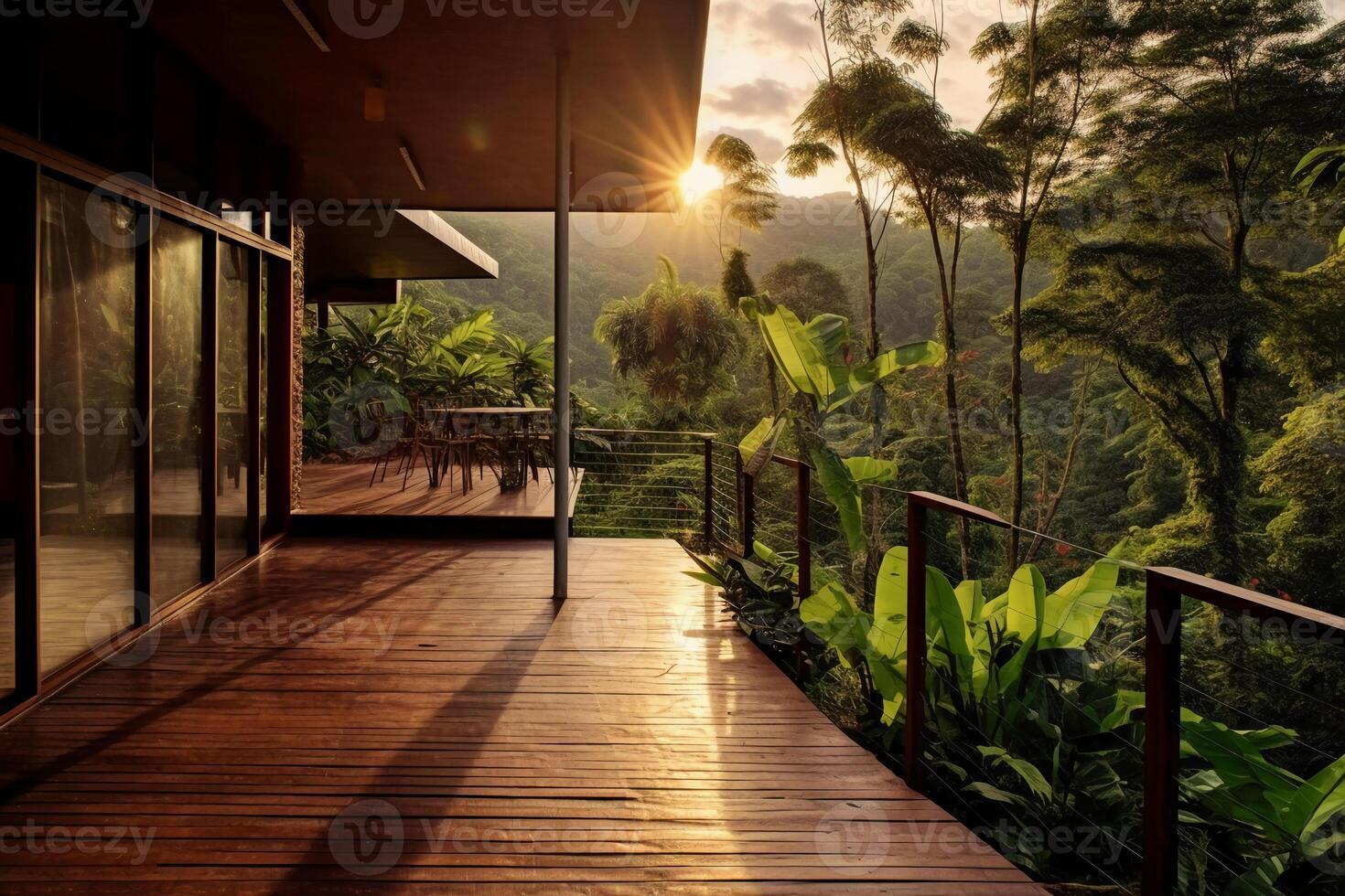 foto di un' tropicale moderno Casa. ai generativo