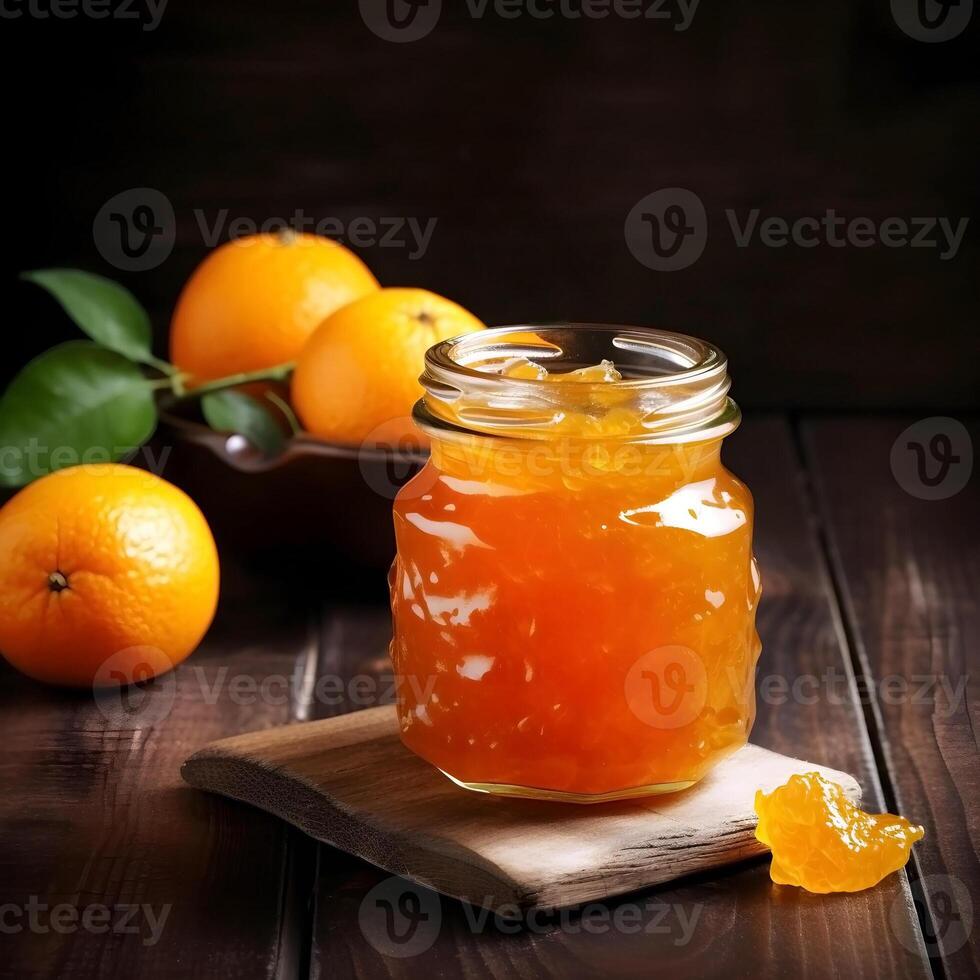 vaso di mandarino marmellata. ai generativo foto