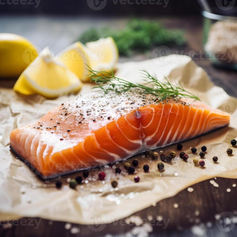 bistecca di salmone pesce. ai generativo foto