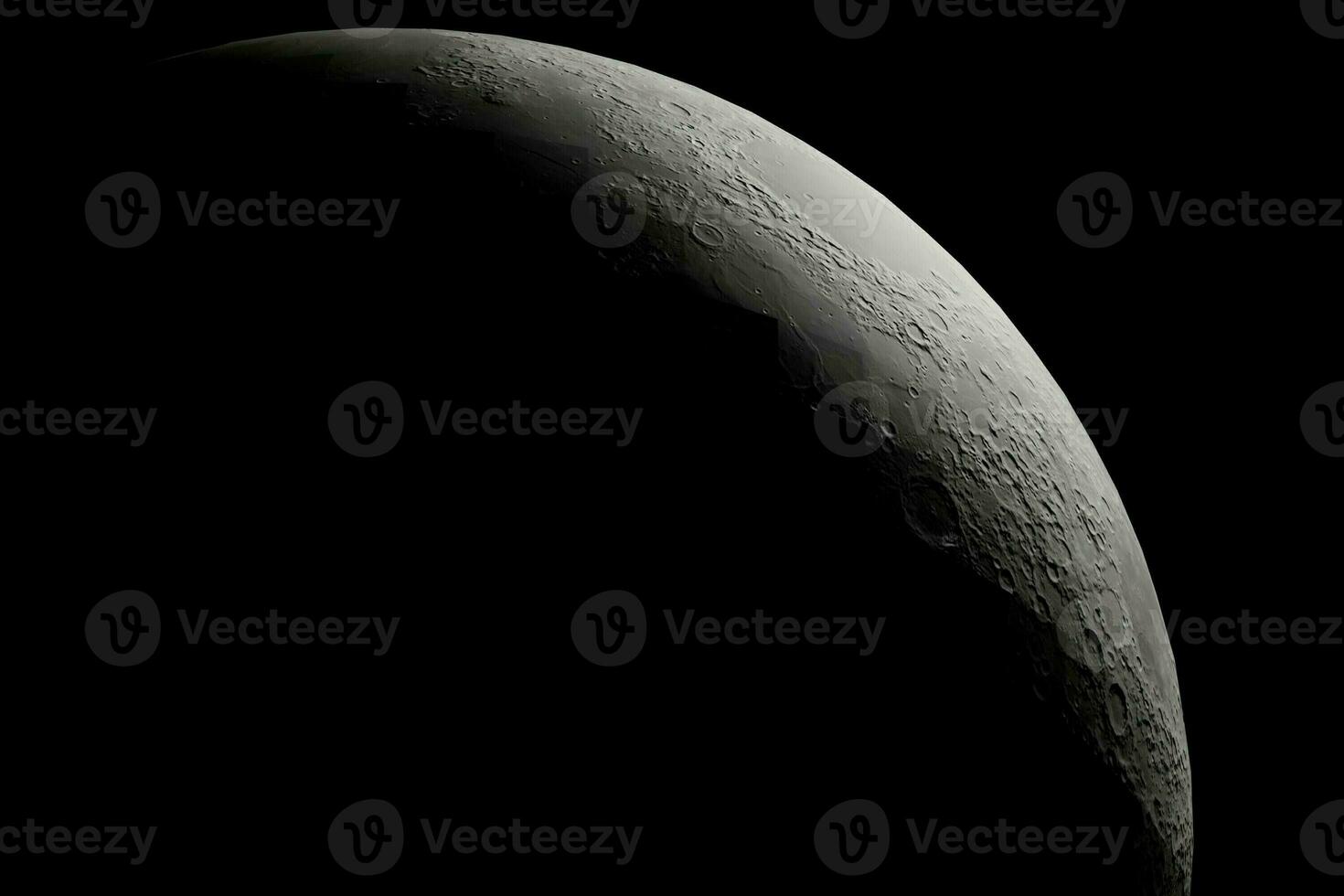 3d design di Luna nel spazio con poco luce, Luna nel spazio foto