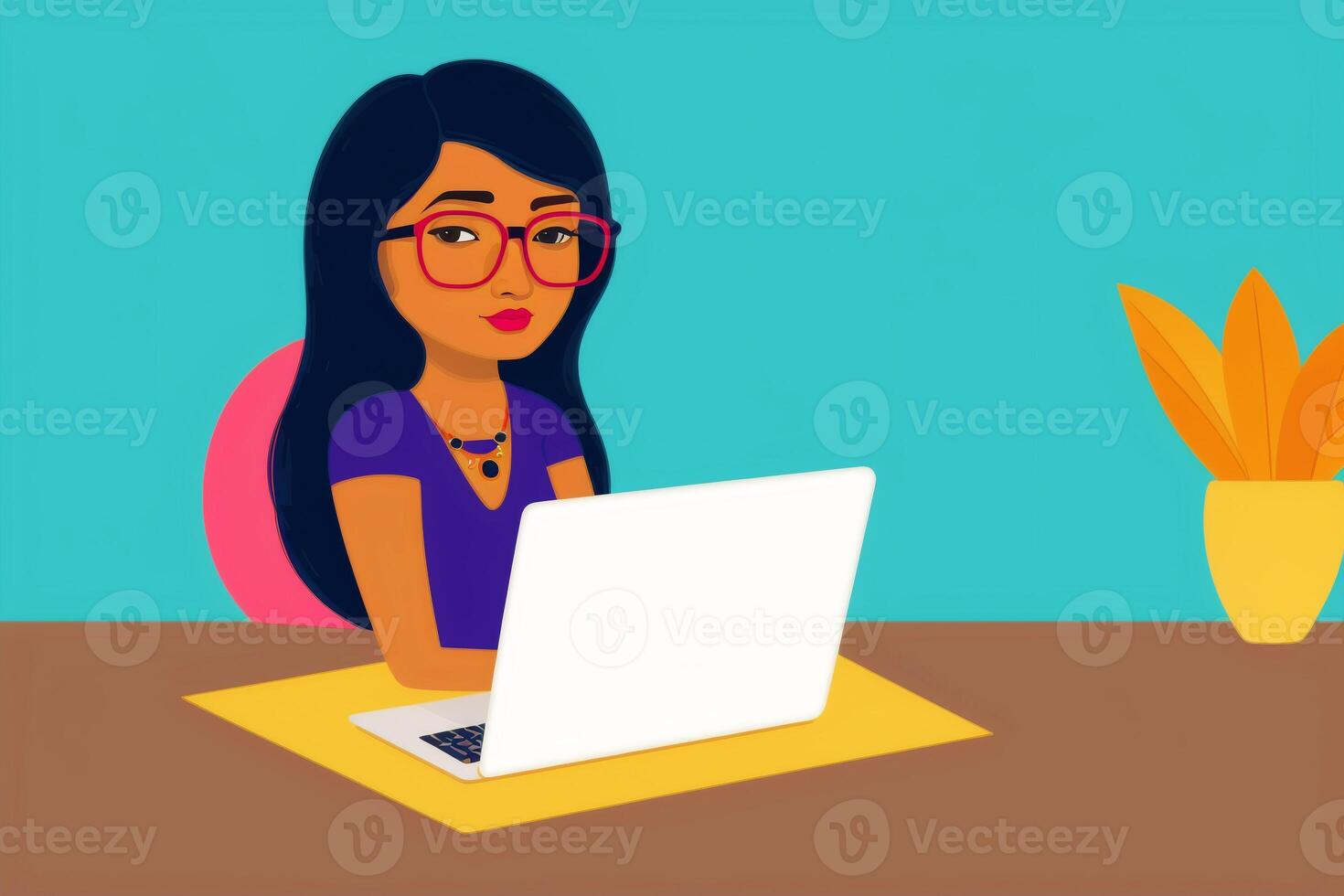 un indiano donna Lavorando su il computer portatile. empowering successo. viaggio di un indiano donna nel digitale opera. generativo ai foto