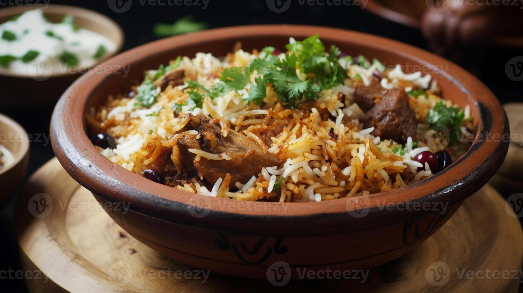 biryani nel ciotola, desi indiano cibo biryani riso nel ciotola, generativo ai foto