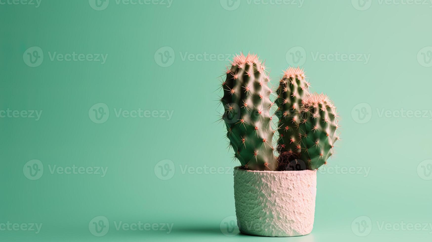 cactus nel un' pentola su verde sfondo. minimo concetto.ai generativo foto