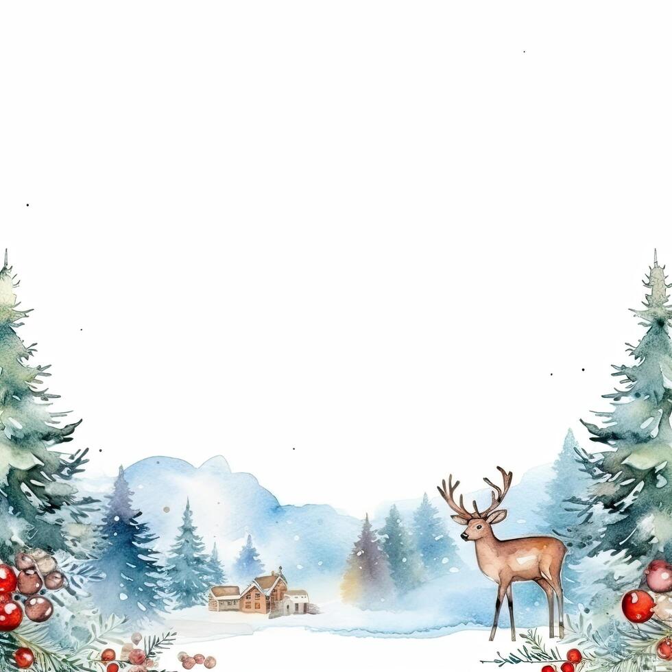 acquerello Natale sfondo. illustrazione ai generativo foto