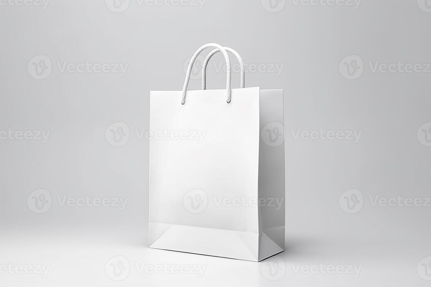 bianca cartone shopping Borsa isolato su bianca sfondo. ai generativo foto