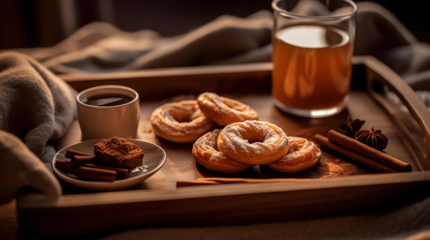 tazza di caffè e ciambelle. illustrazione ai generativo foto